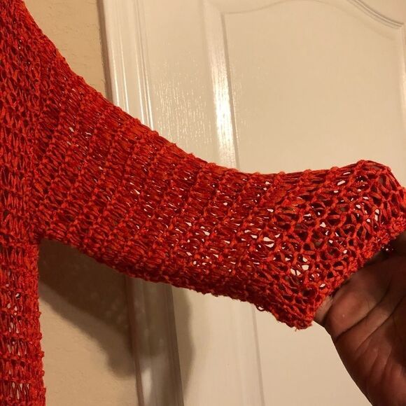 Chico’s orange ribbon yarn sweater sz large - Picture 5 of 10